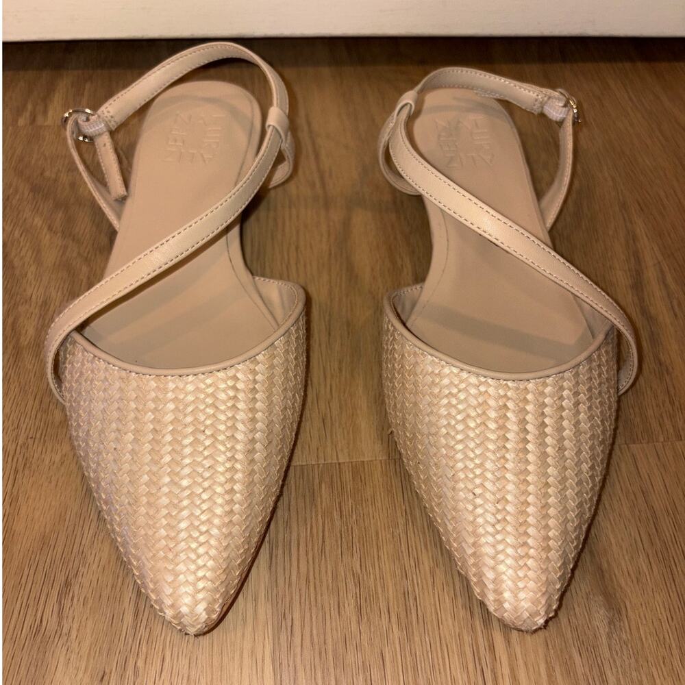 Naturalizer rattan/straw beige pointed toe slingback flats womens size 6.5